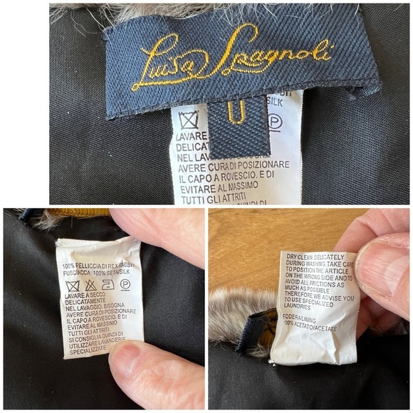 LUISA SPAGNOLI RABBIT FUR SCARF SILK LINED ADJ TIE FRONT OLD MONEY ELEGANT VTG - Picture 12 of 12